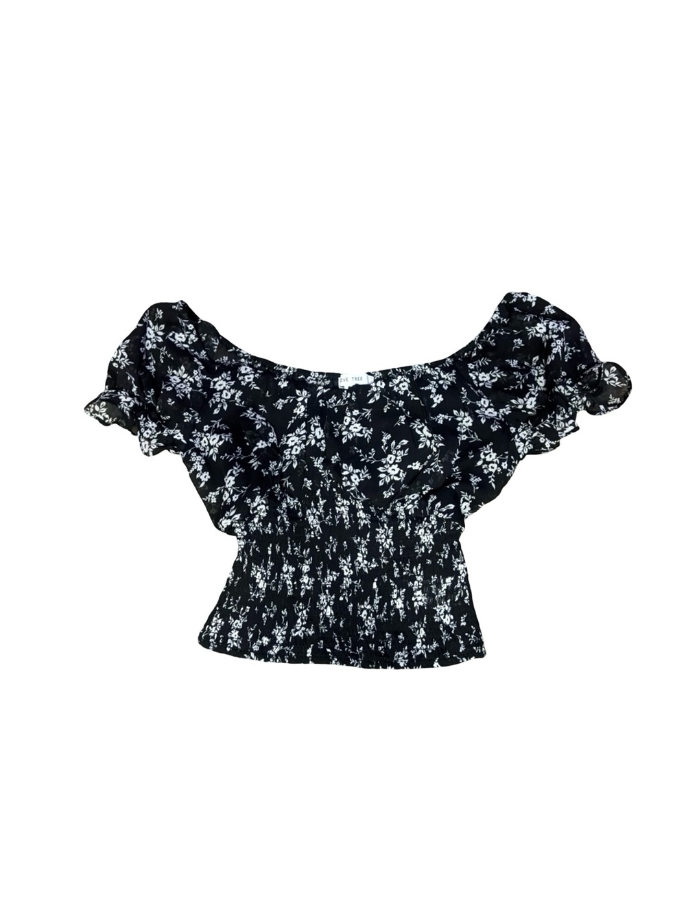 Love Tree Floral Smocked Crop Top NWT